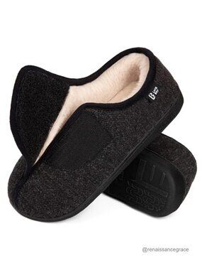 Womens Adjustable Memory Foam Slippers Diabetic Wide Fit House Shoes